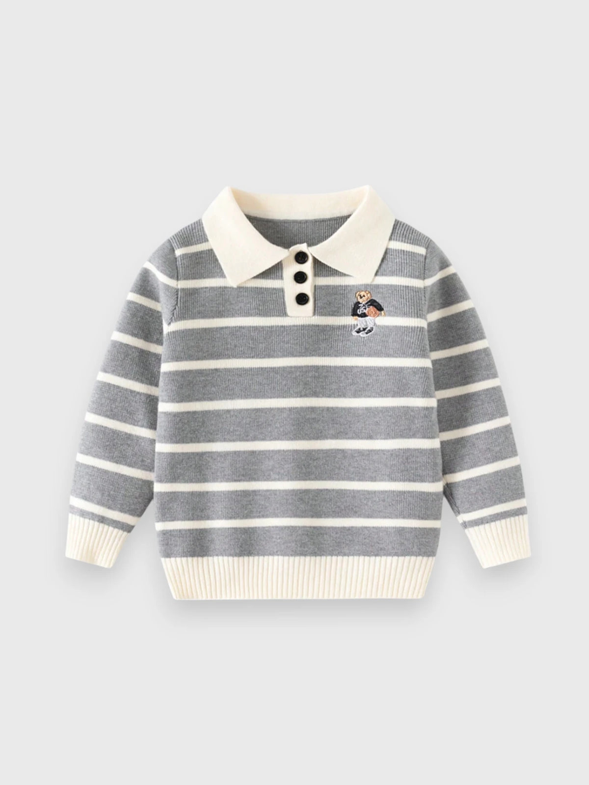 Boys Knit Bear Logo Stripe Sweater