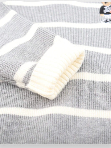 Boys Knit Bear Logo Stripe Sweater