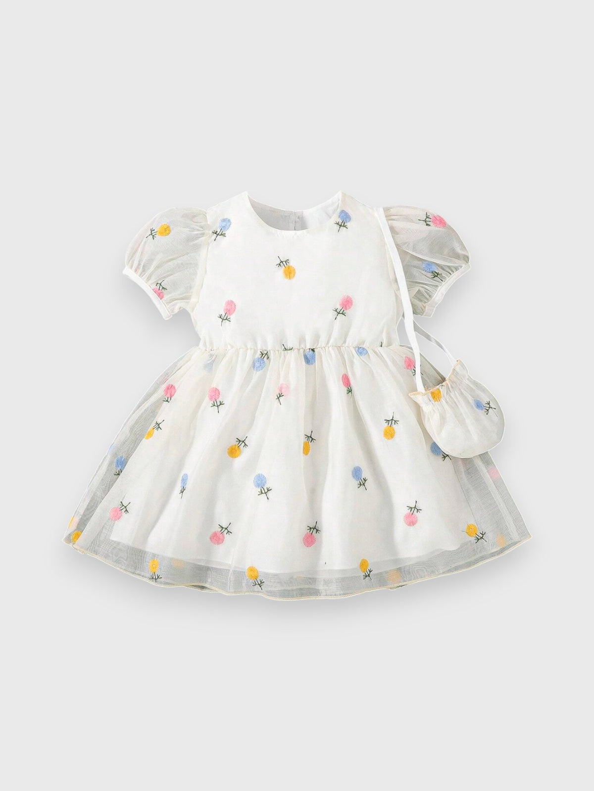 2 Pc Baby Girl Dandelions Dress with Bag
