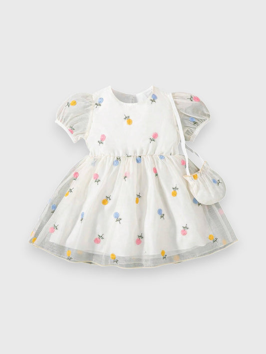 2 Pc Baby Girl Dandelions Dress with Bag