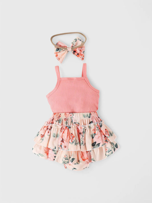 2 Pcs Baby Cami Romper with Bloomer Shorts