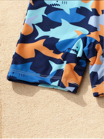 2 Pc Baby Boy Shark One-Piece Swim Suit