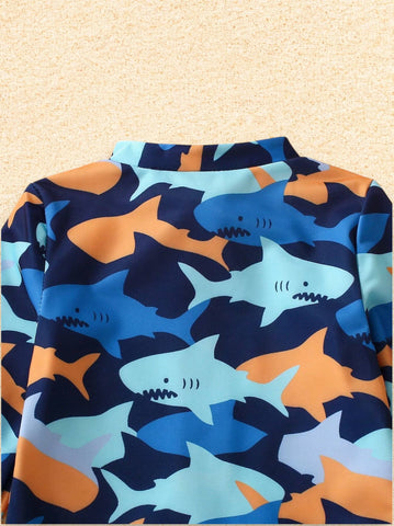 2 Pc Baby Boy Shark One-Piece Swim Suit
