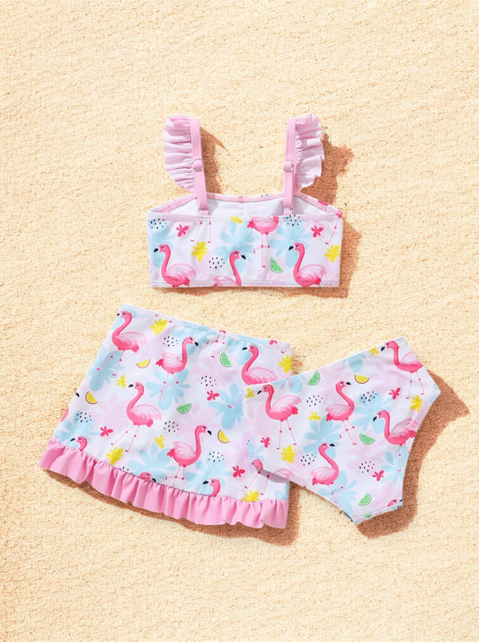 3 Pc Baby Girl Flamingo Swimsuit