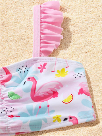 3 Pc Baby Girl Flamingo Swimsuit
