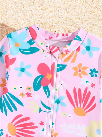 2 Pc Baby Girl Abstract Flower Swimsuit