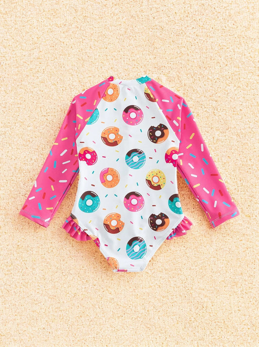 Girls Sprinkle Donuts One Piece Swimsuit