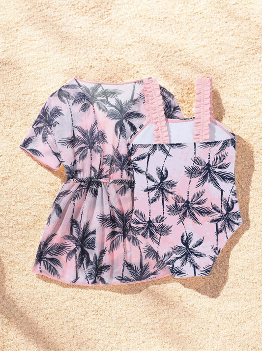 2 Pc Baby Girl Swimsuit with Mesh Coverup
