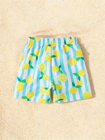 Boys Lemon Print Swim Shorts