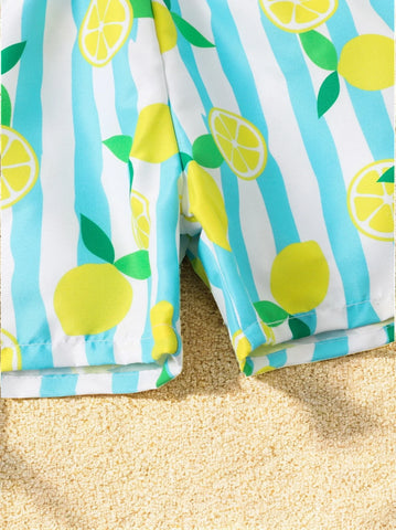 Boys Lemon Print Swim Shorts