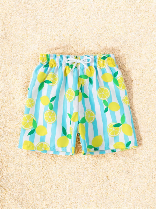 Boys Lemon Print Swim Shorts