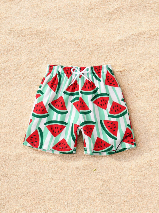 Boys Watermelon Stripes Print Swim Shorts