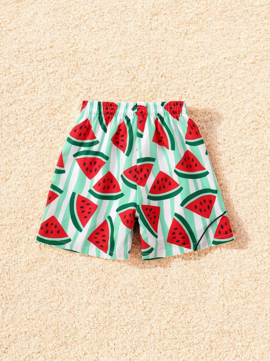 Boys Watermelon Stripes Print Swim Shorts