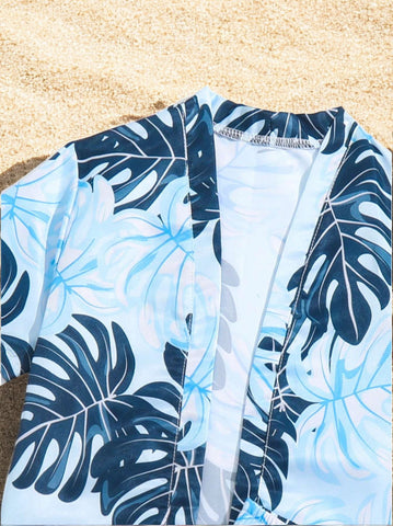 3 Pc Boys Monstera Leaf Print Beach Set