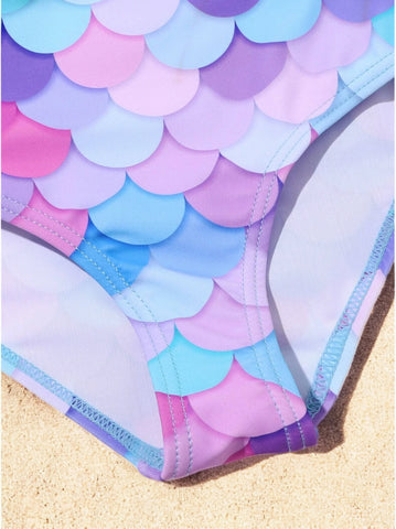 Girls Mermaid Mesh Skirt Swimsuit