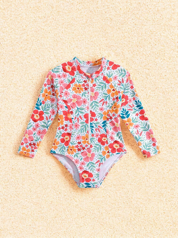 Girls Blossoms One Piece Swimsuit