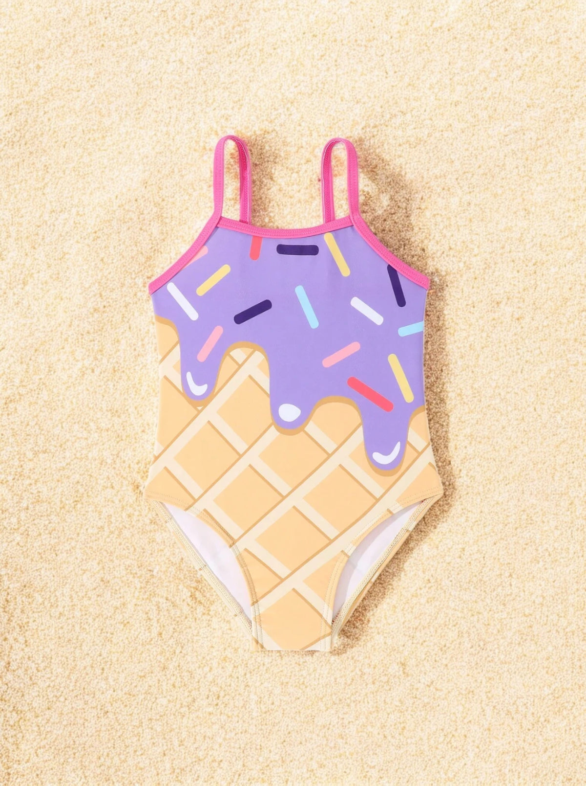 Girls Ice Cream Sprinkle One Piece Swimsuit