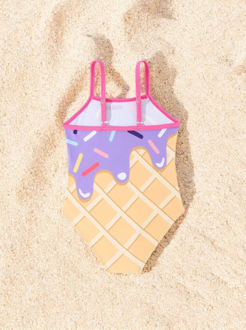 Girls Ice Cream Sprinkle One Piece Swimsuit