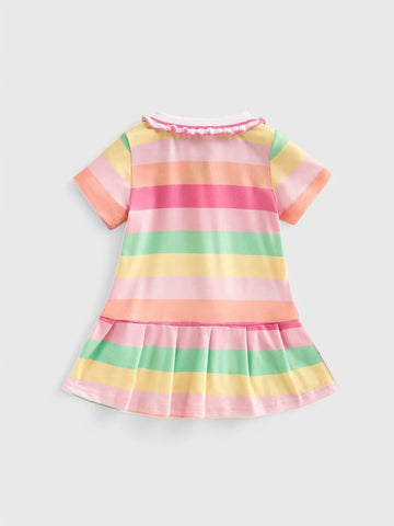 Baby Girl Rainbow Stripe Tennis Polo Dress