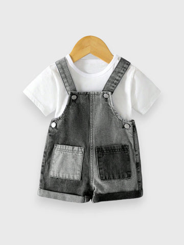 Baby Boy Colorblock Denim Overalls