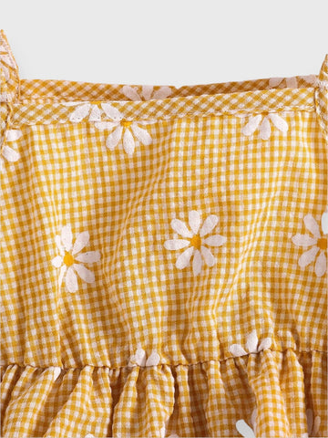 2 Pc Baby Girl Daisy Gingham Set