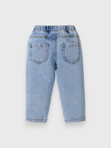 Baby Girl Heart Embroidered Denim