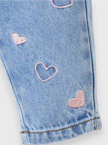 Baby Girl Heart Embroidered Denim