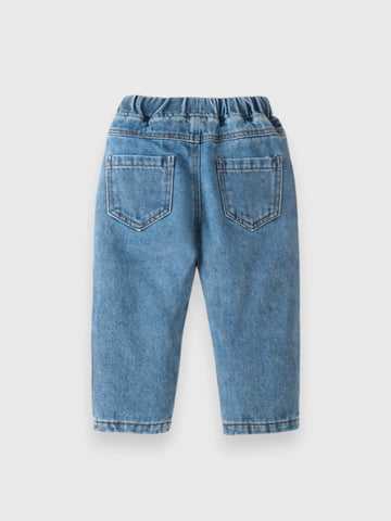 Baby Girl Heart Embroidered Denim