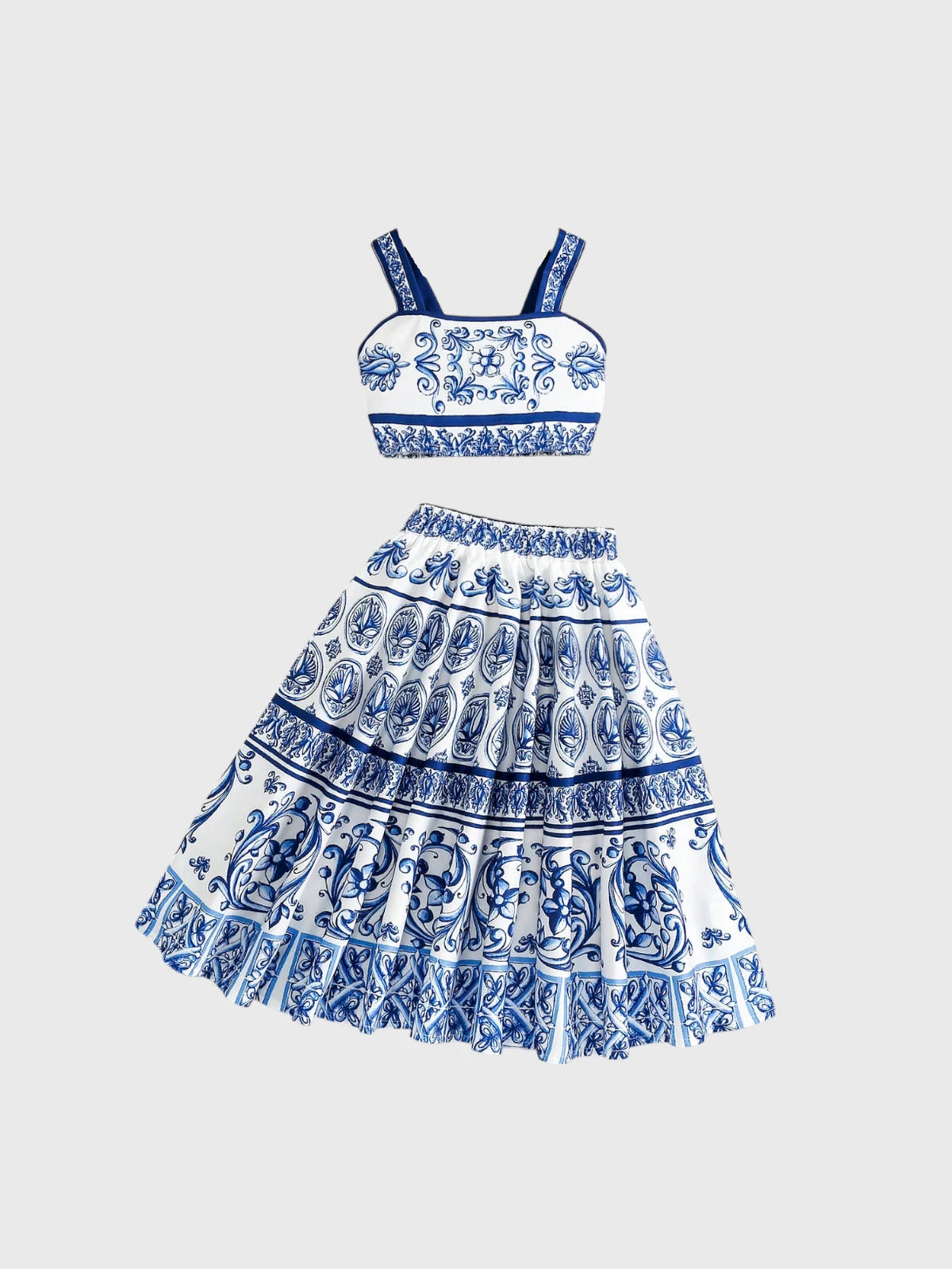 2 Pc Girls Crop Top and Long Skirt