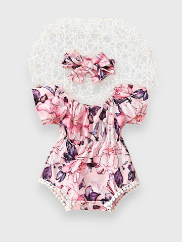 2 Pc Baby Girl Summer Floral Bodysuit