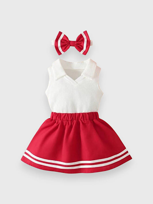 3 Pc Baby Girl Red Cheerleader Set