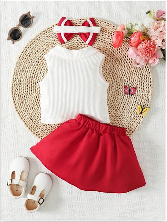 3 Pc Baby Girl Red Cheerleader Set