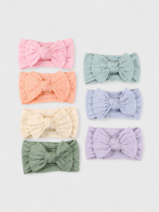 7 Pc Baby Girl Rainbow Wide Elastic Headband