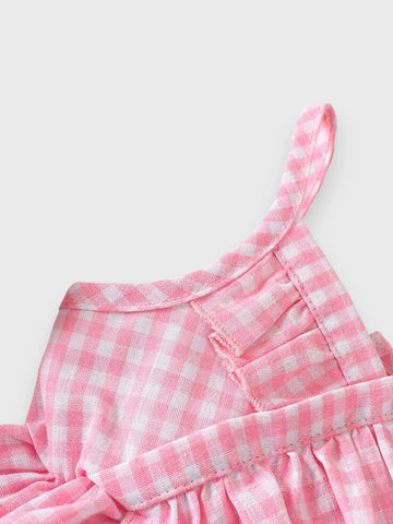 2 Pc Baby Girl Gingham Denim Set