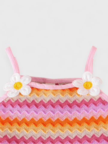 2 Pc Baby Girl Chevron Knit Daisy Set