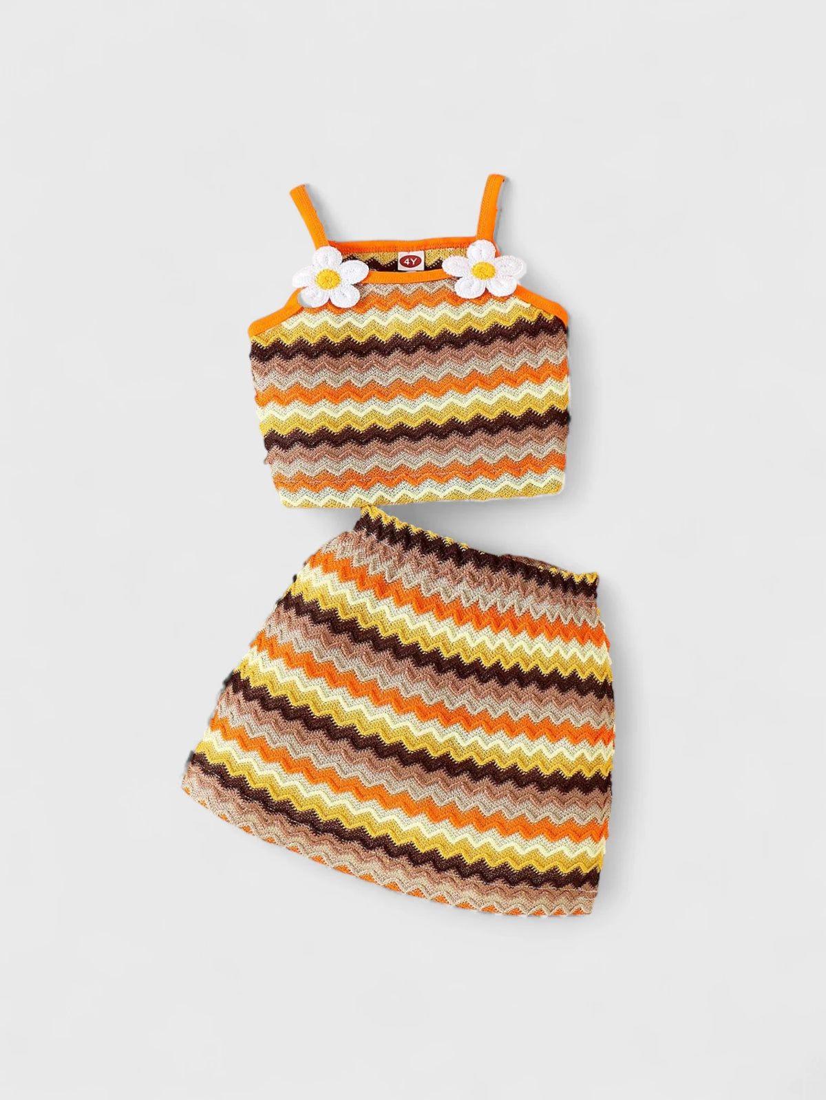 2 Pc Baby Girl Chevron Knit Daisy Set