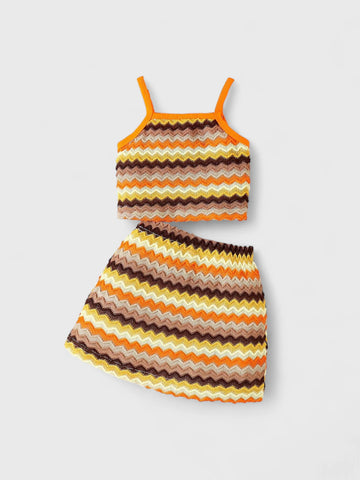 2 Pc Baby Girl Chevron Knit Daisy Set