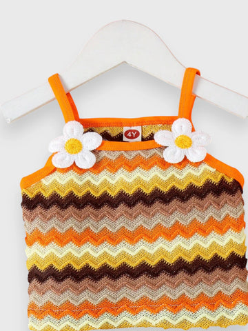 2 Pc Baby Girl Chevron Knit Daisy Set