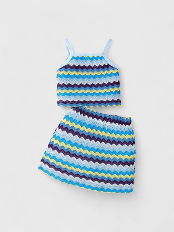 2 Pc Baby Girl Chevron Knit Daisy Set