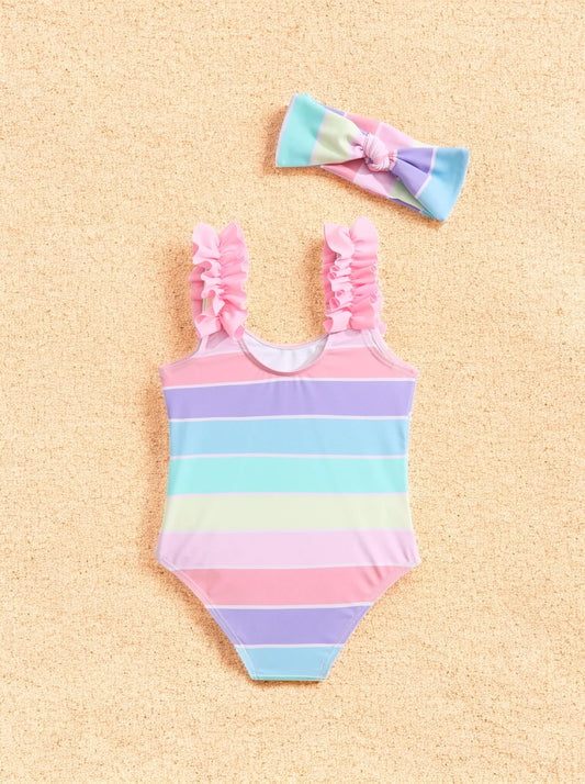 2 Pc Baby Girl Rainbow Swimsuit