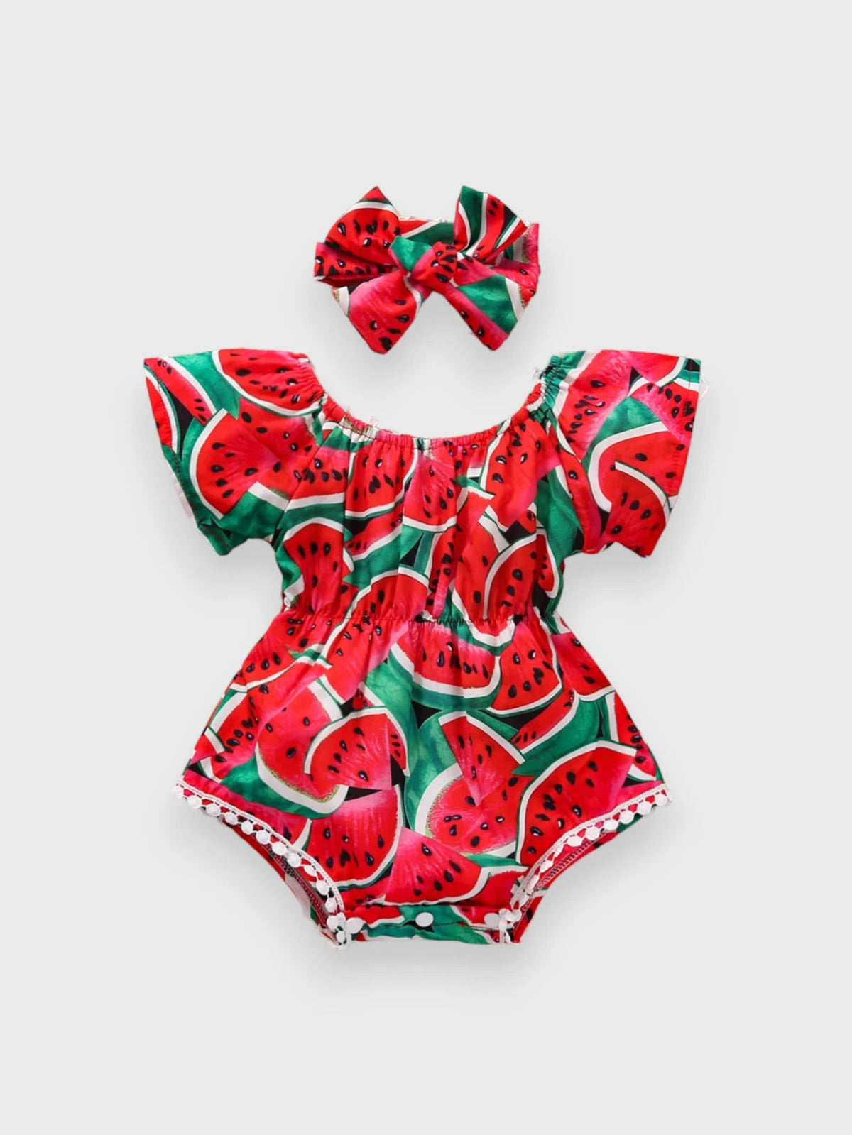 2 Pc Baby Girl Watermelon Print Romper