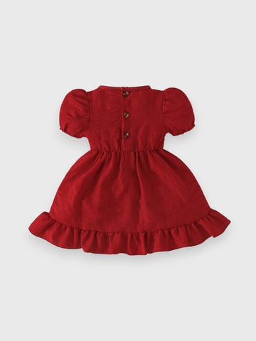 Baby Girl Puff Sleeve Seersucker Dress