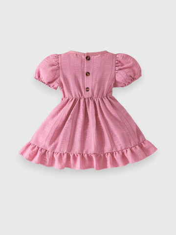 Baby Girl Puff Sleeve Seersucker Dress