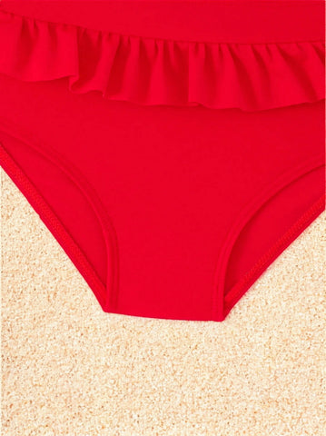 2 Pc Baby Girl Ruffle Swimsuit with Hat