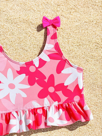 2 Pc Baby Girl Ruffle Swimsuit with Hat