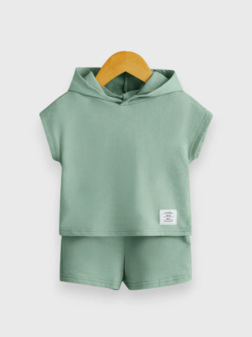 2 Pc Baby Boy Hooded Tee Set