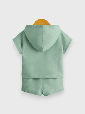2 Pc Baby Boy Hooded Tee Set