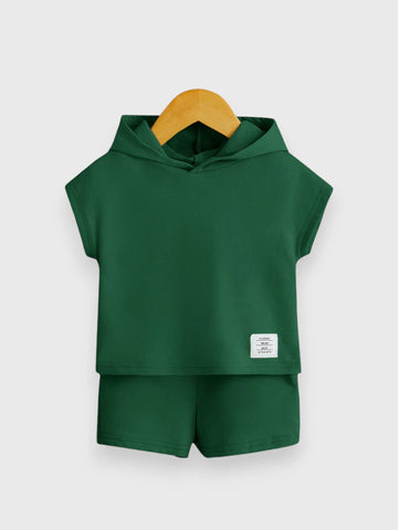 2 Pc Baby Boy Hooded Tee Set