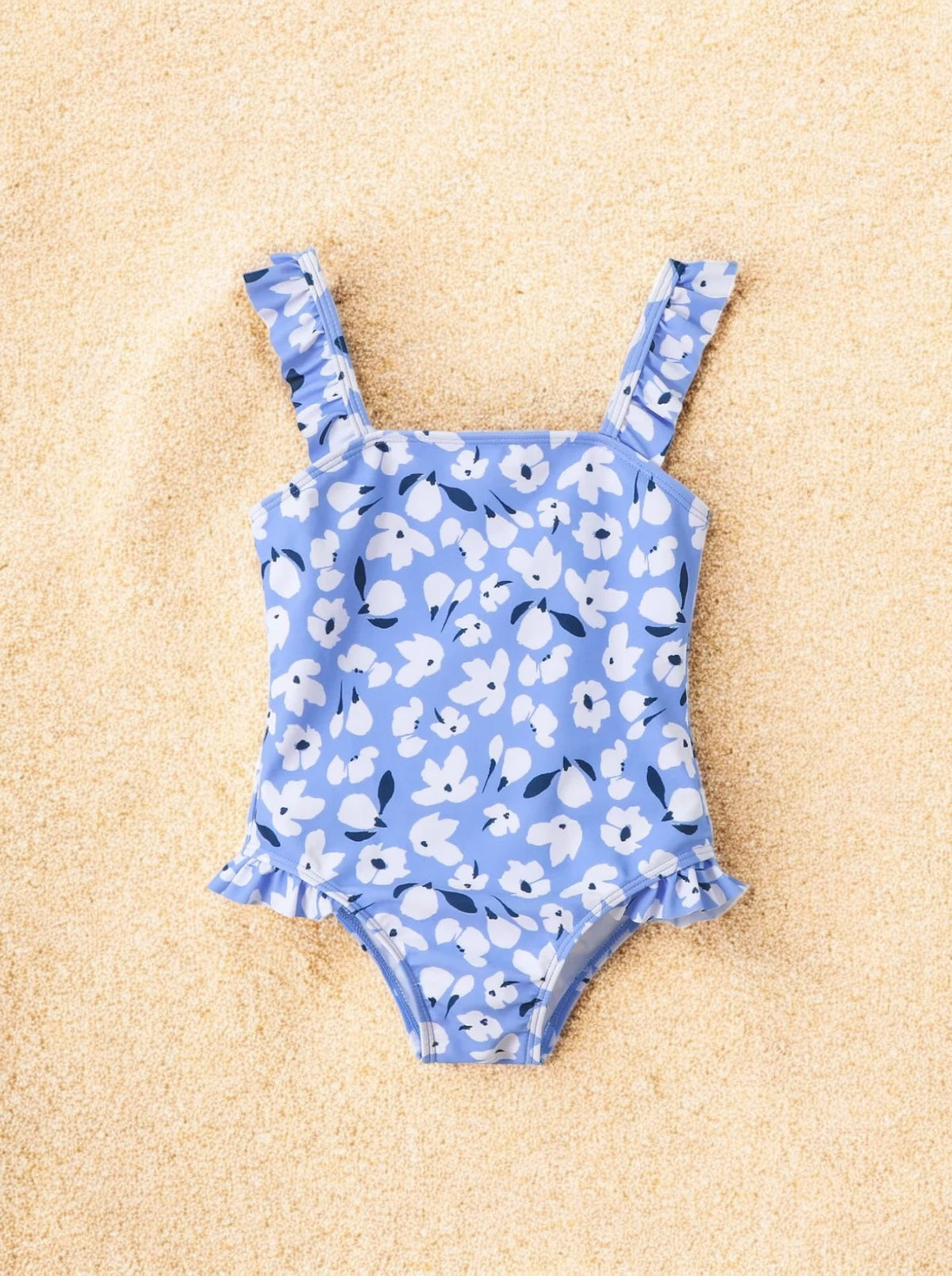 Girls Flower Ruffle One Piece Swimsuit