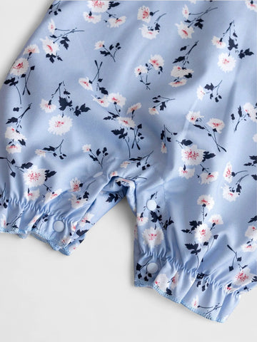 2 Pc Baby Girl Floral Romper with Hat